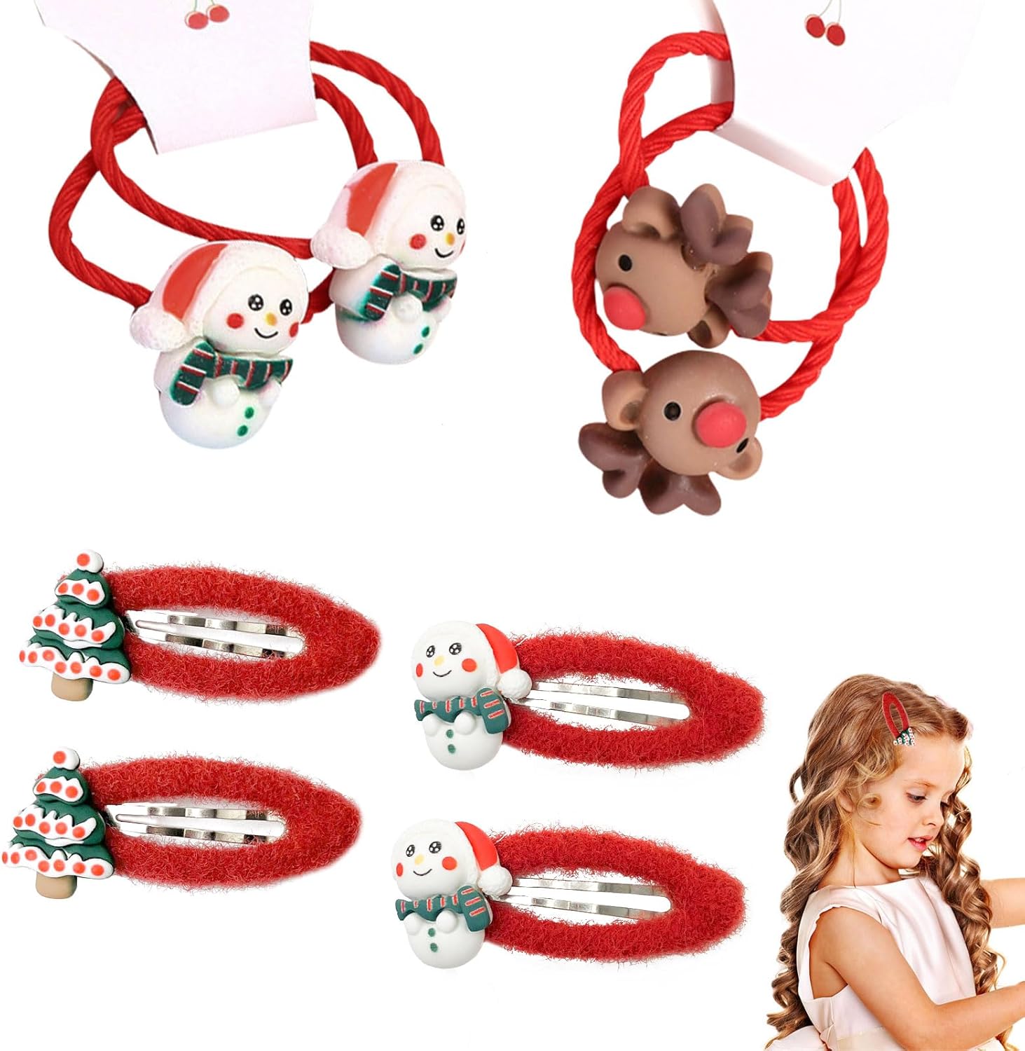 4 Pairs Christmas Hair Accessories, Clips & Scrunchies