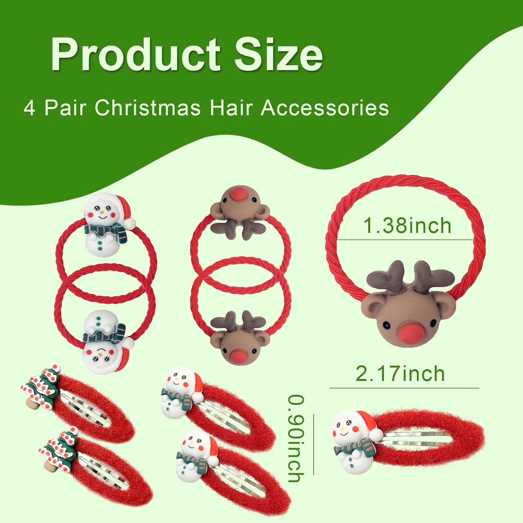 4 Pairs Christmas Hair Accessories, Clips & Scrunchies