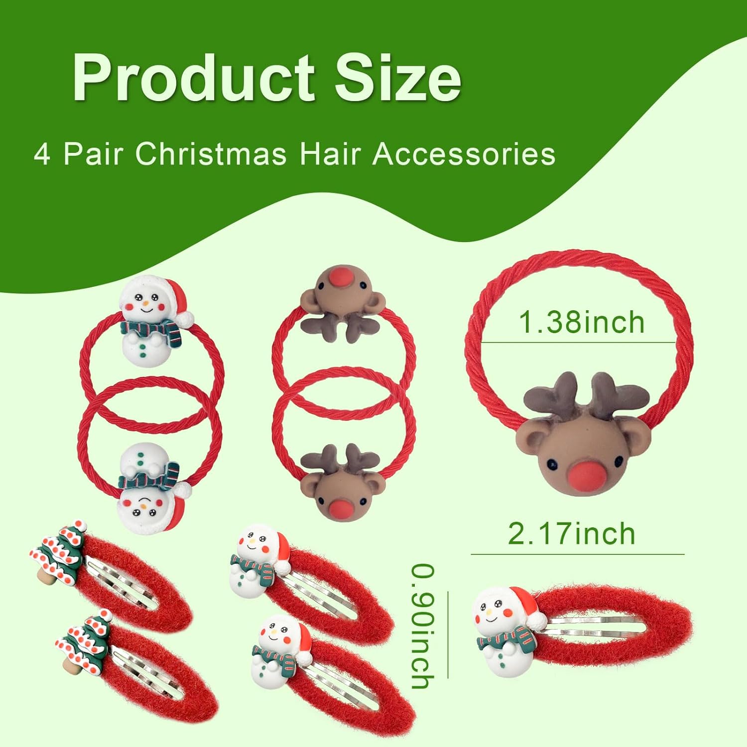4 Pairs Christmas Hair Accessories, Clips & Scrunchies