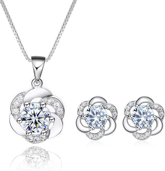 Exquisite Hallmarked 925 Sterling Silver Pendant & Earring Set
