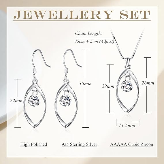 Timeless 925 Sterling Silver & Cubic Zirconia Jewelry Set